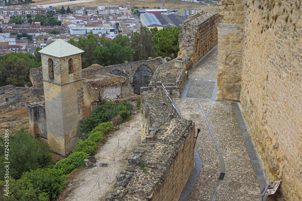 The thick outer walls of the La Mota fortress, a large walled enclosure above Alcala la Real