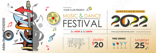 New Year Christmas Music Party Event Web Banner for 2022