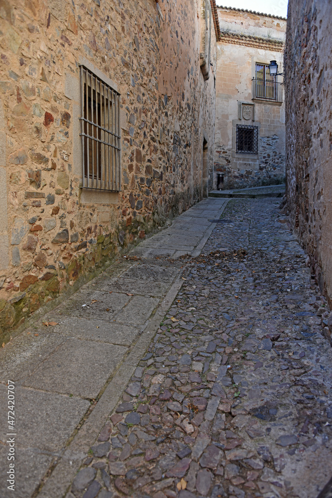 narrow stone street in old town