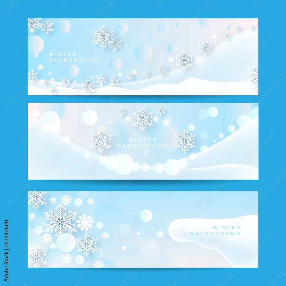 Seamless snowflake border, festive decoration isolated on white background, Merry Christmas design for greeting card or postcard. Vector illustration, xmas snow flake header or banner