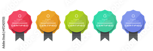 Logo badge for certificate technical, analyst, internet, data, conference, etc. Digital certified logo verified achievements company or corporate. Vector certificate illustration.