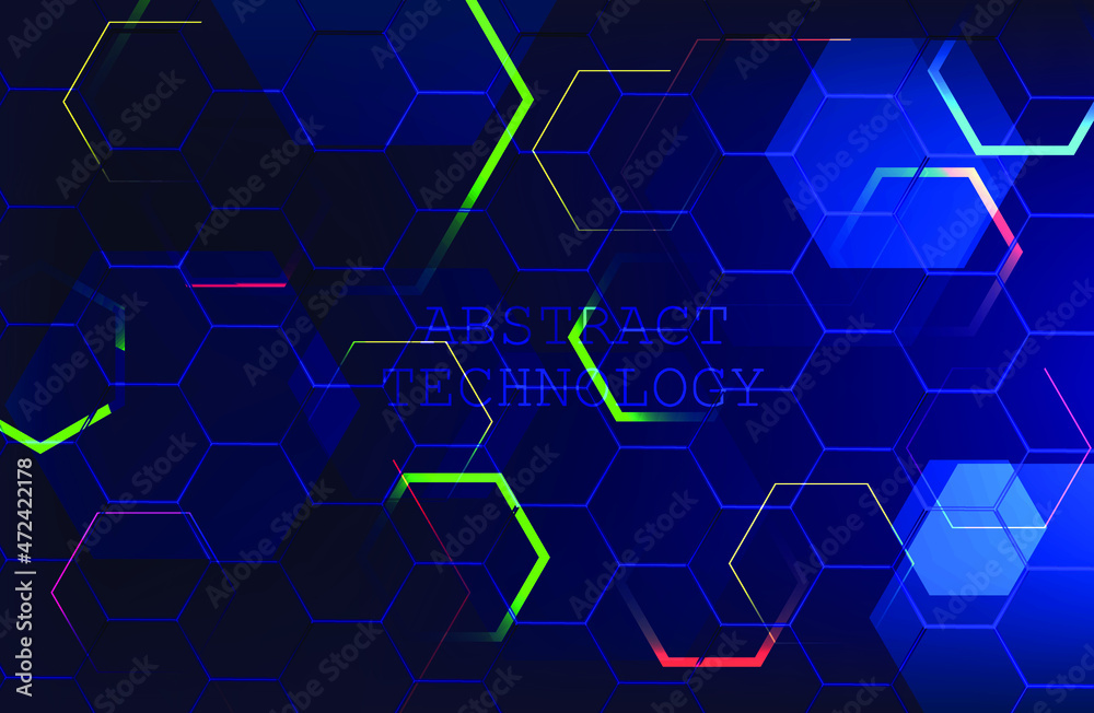 abstract hexagonal shapes on dark background. technology structure. vector illustration abstract hexagonal shapes on dark background. technology structure. vector illustration