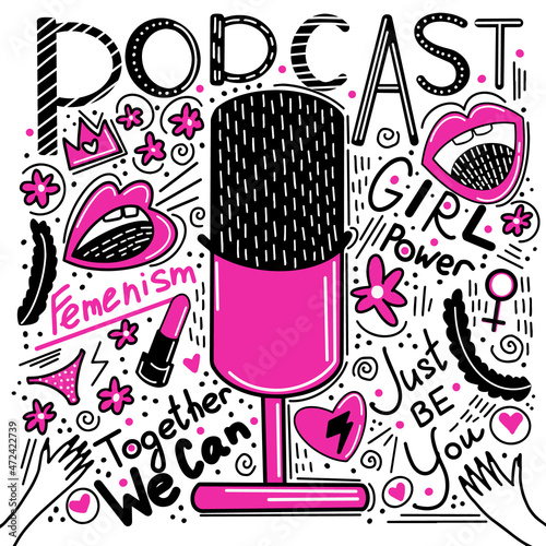 podcast for girls, feminism, female conversation, open microphone, your voice matters, women in society, pink, girls power, talk, people talk