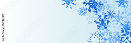 Winter Christmas banner with snowflakes. Merry Christmas and Happy New Year 2022 greeting banner. Horizontal new year background  headers  posters  cards  website. Vector illustration