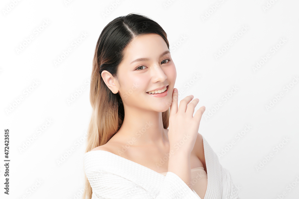 Beautiful young asian woman with clean fresh skin on white background, Face care, Facial treatment, Cosmetology, beauty and spa, Asian women portrait. Beautiful young asian woman with clean fresh skin on white background, Face care, Facial treatment, Cosmetology, beauty and spa, Asian women portrait.