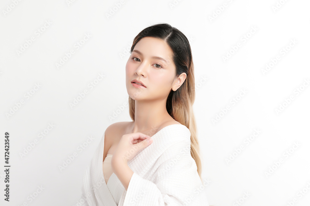 Beautiful young asian woman with clean fresh skin on white background, Face care, Facial treatment, Cosmetology, beauty and spa, Asian women portrait. Beautiful young asian woman with clean fresh skin on white background, Face care, Facial treatment, Cosmetology, beauty and spa, Asian women portrait.