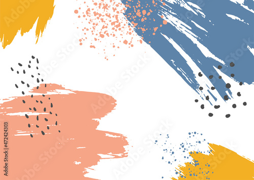 Abstract background with hand drawn textures, brush, memphis style