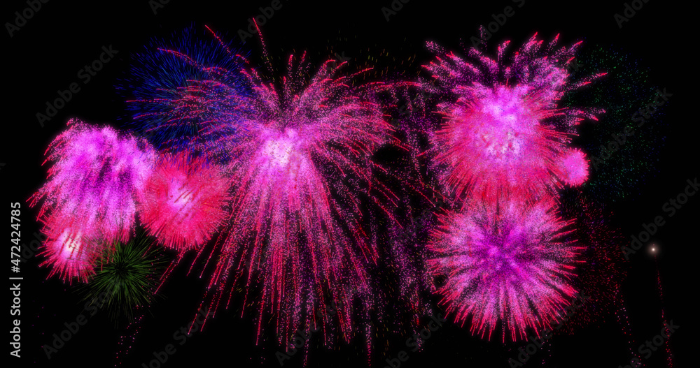Image of colourful christmas and new year fireworks exploding in night sky Image of colourful christmas and new year fireworks exploding in night sky