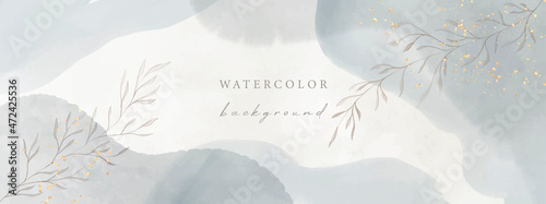 Vector watercolor universal background with gold glitter	