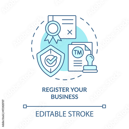 Register your business officially concept icon. Business documents to start entrepreneurship abstract idea thin line illustration. Vector isolated outline color drawing. Editable stroke