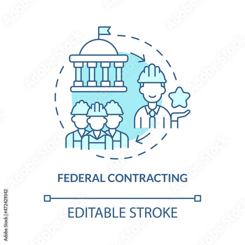 Federal contracting concept icon. Business support. Entrepreneurs and government partnership abstract idea thin line illustration. Vector isolated outline color drawing. Editable stroke