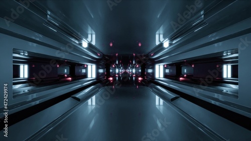 3d illustration of 4K UHD dark endless corridor