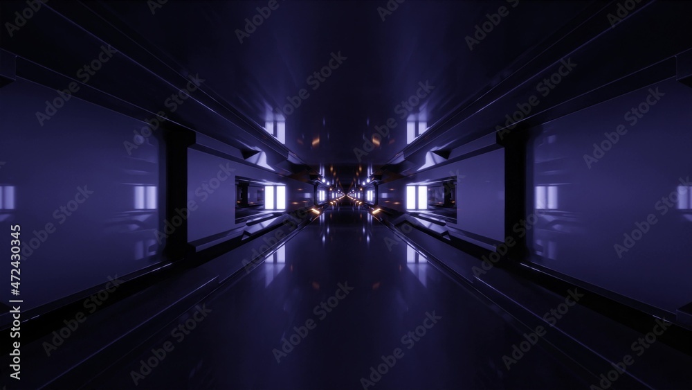 3d illustration of 4K UHD dark geometric tunnel