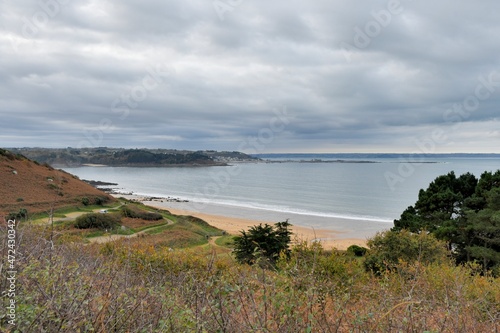 Beautiful seascape of the coast at Lannion in Brittany France