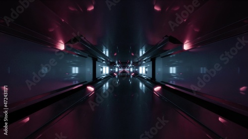 3d illustration of 4K UHD illuminated futuristic tunnel © Michael