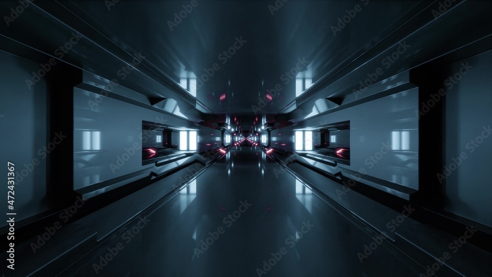 3d illustration of 4K UHD long dark tunnel