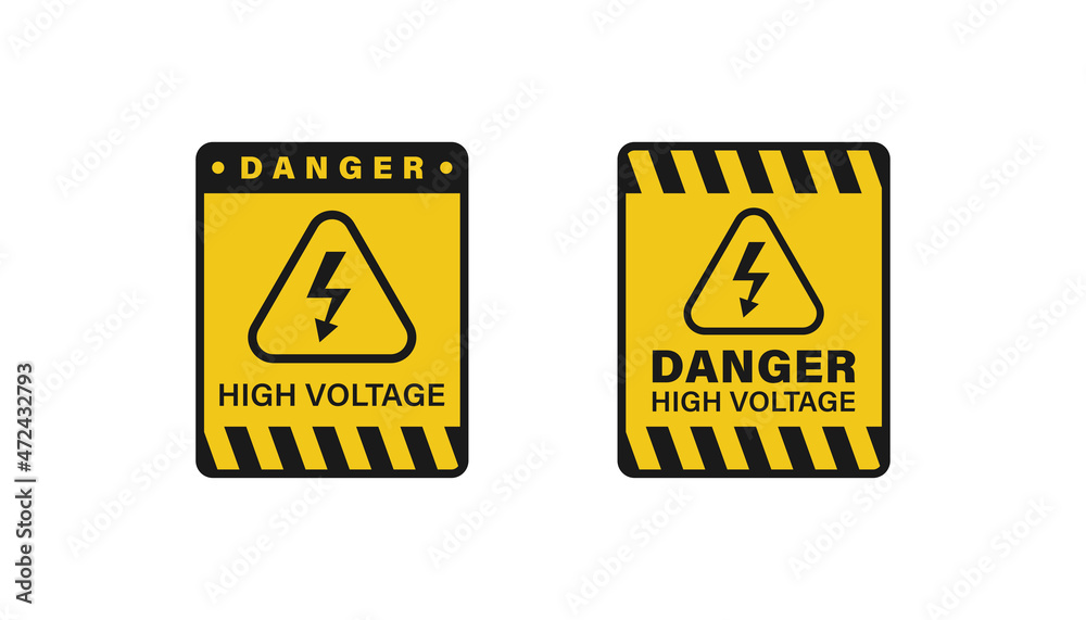 Obraz premium Danger high voltage sign board vector
