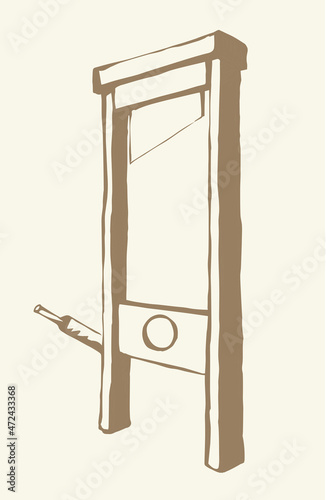 The ancient guillotine. Vector drawing