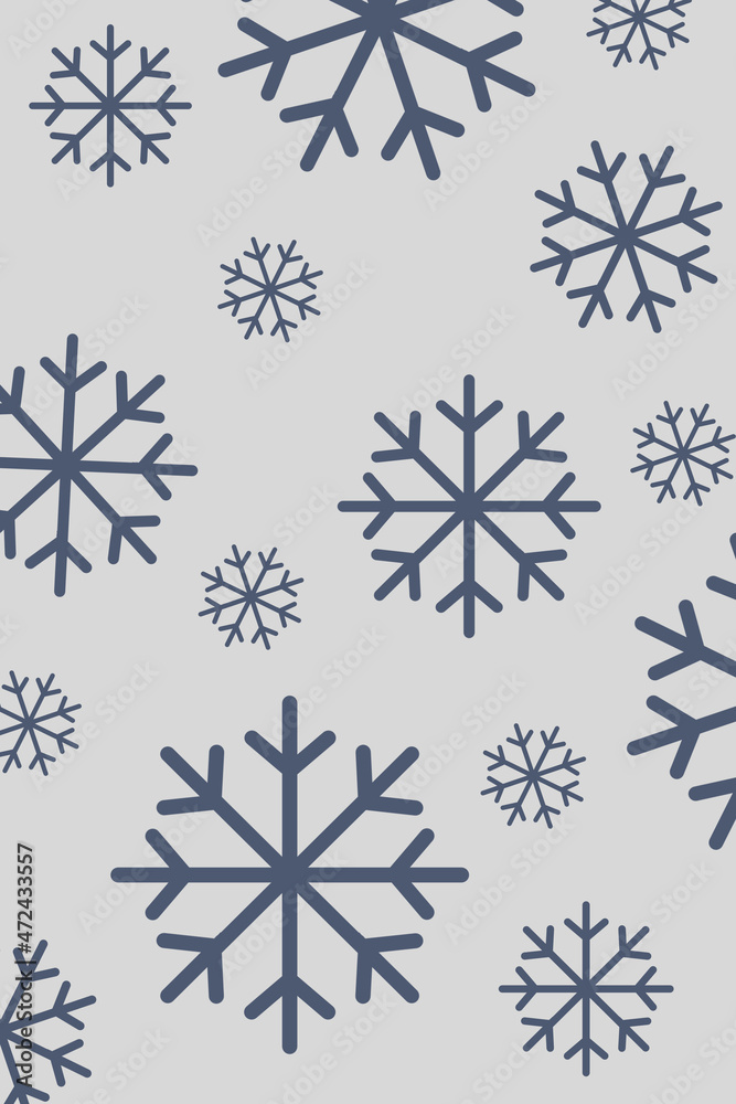 Illustration of the coming year 2022 from snowflakes on a blue background. Winter banner and layout, product packaging with snowflake, place for text. Snow abstract pattern. Christmas theme, new year