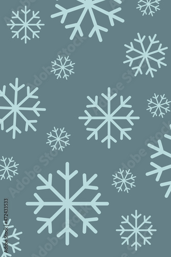 Illustration of the coming year 2022 from snowflakes on a blue background. Winter banner and layout, product packaging with snowflake, place for text. Snow abstract pattern. Christmas theme, new year