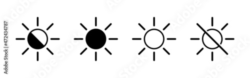 Light and dark mode icon set. Day and night switch. On and off switch for mobile screens, tablets and computers. Vector EPS 10. Isolated on white background
