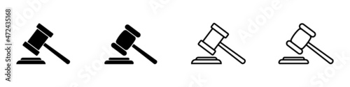 Judge hammer icon set. Justice and low concept. Vector EPS 10. Isolated on white background