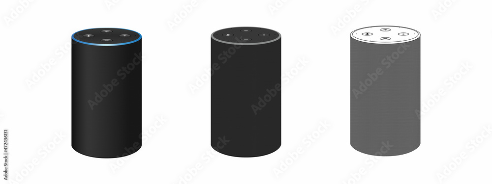 Set bluetooth speaker. Black Bluetooth speaker. Vector illusration. Set bluetooth speaker. Black Bluetooth speaker. Vector illusration.