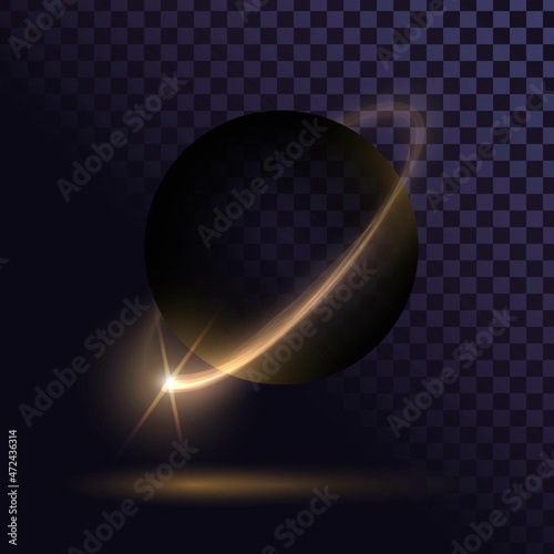 Yellow flame orbit or ring of fire around a circular frame (black round empty template)