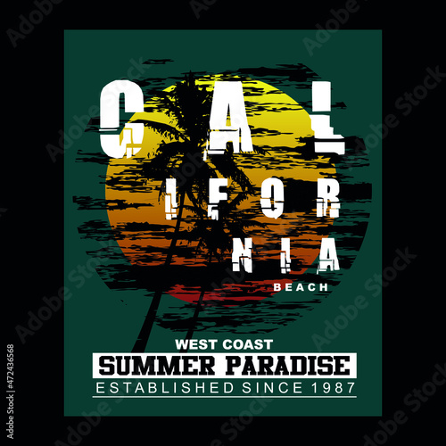 california summer text,lettering,images nature vector illustration t shirt design