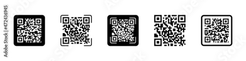 Qr code icon set. Online shopping concept. For smartphone scanning. Vector EPS 10. Isolated on white background