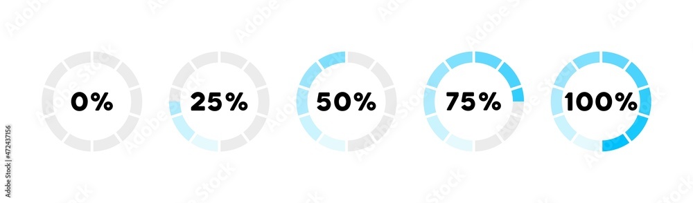Loading circle bar icon set. Countdown icons. Progress percent. Vector ...