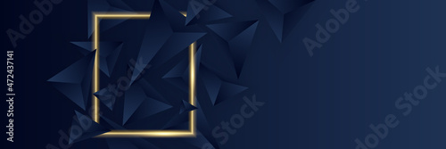 Modern abstract dark navy blue and gold banner background. Vector abstract graphic design banner pattern background template.