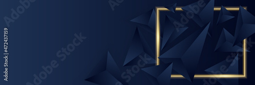 Modern abstract dark navy blue and gold banner background. Vector abstract graphic design banner pattern background template.
