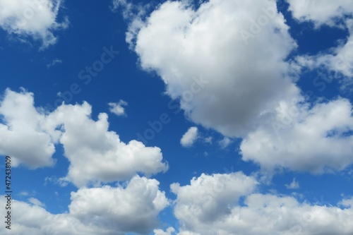 Beautiful heart shape clouds in blue sky, natural clouds background