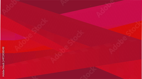 Rectangle abstract red background made of red and burgundy lines running horizontal and diagonal. Christmas, Valentines, bright, cheerful. Copy space.