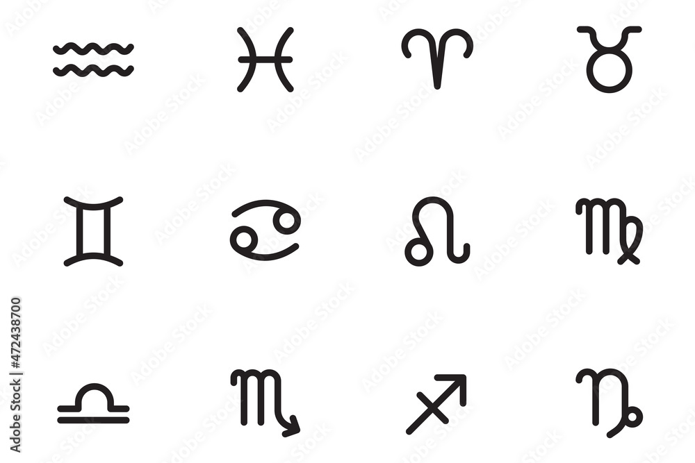 flat set of twelve horoscope icons flat set of twelve horoscope icons