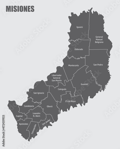 Misiones province administrative map