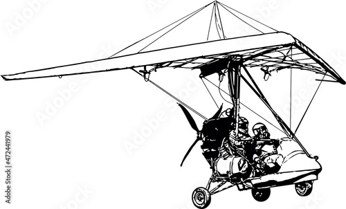 Detailed vector black and white image of a trike