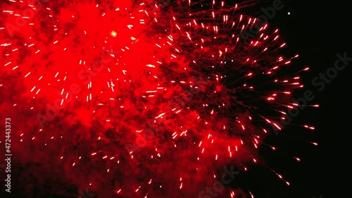 Fireworks in the dark night sky.