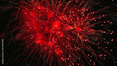 Fireworks in the dark night sky.
