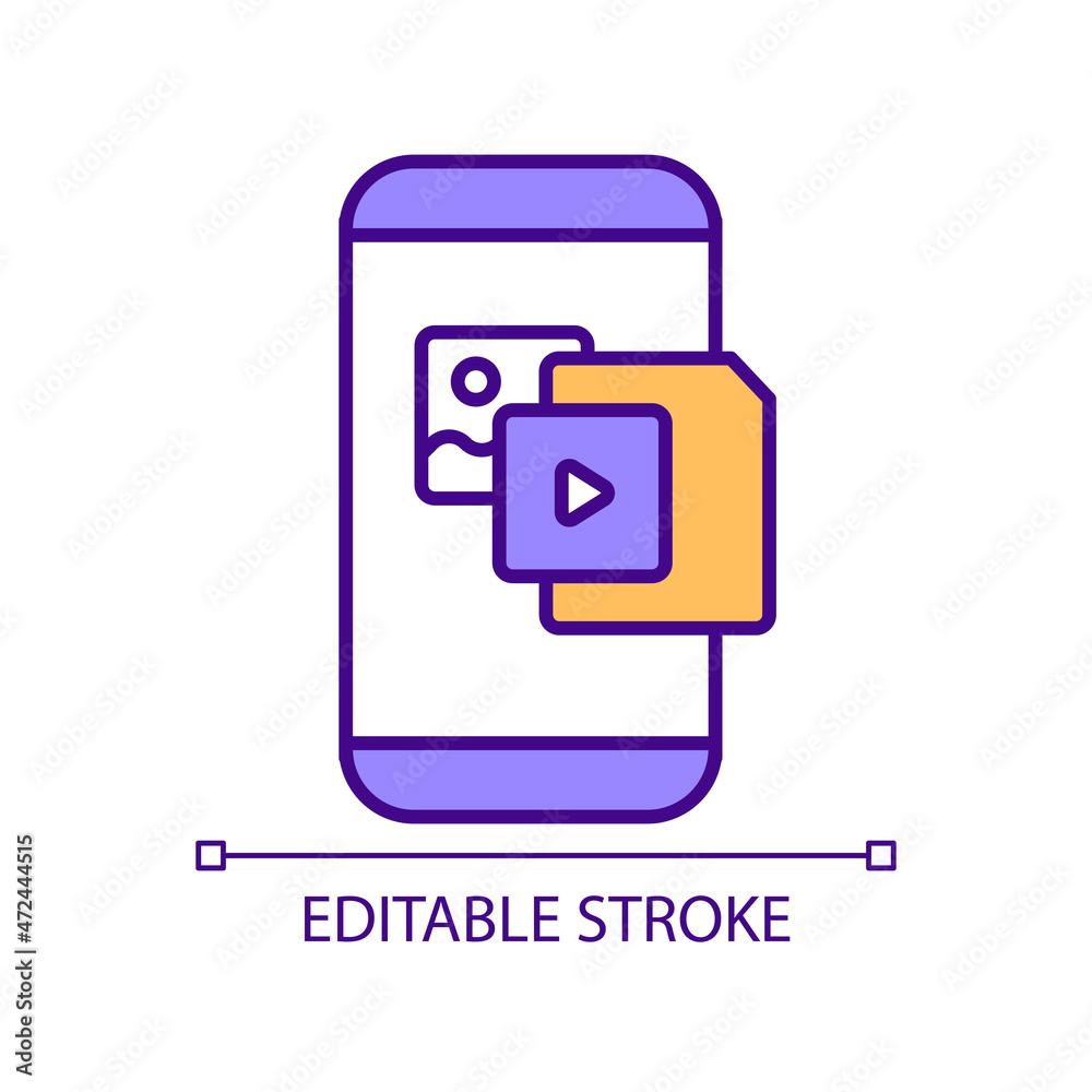 Personal data limitation online sources RGB color icon. Mobile device user protection. Internet sources security. Isolated vector illustration. Simple filled line drawing. Editable stroke Personal data limitation online sources RGB color icon. Mobile device user protection. Internet sources security. Isolated vector illustration. Simple filled line drawing. Editable stroke