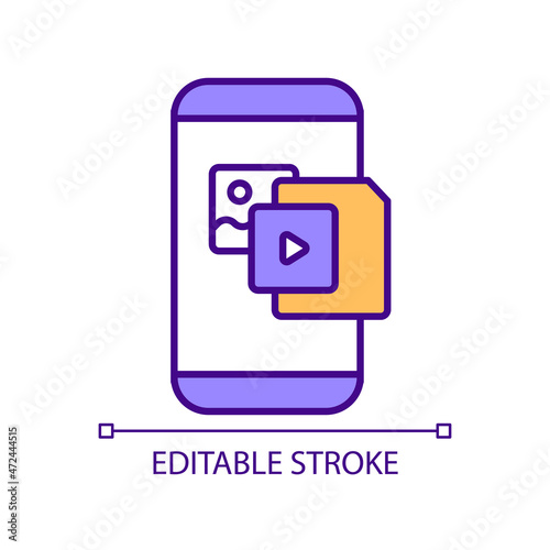 Personal data limitation online sources RGB color icon. Mobile device user protection. Internet sources security. Isolated vector illustration. Simple filled line drawing. Editable stroke