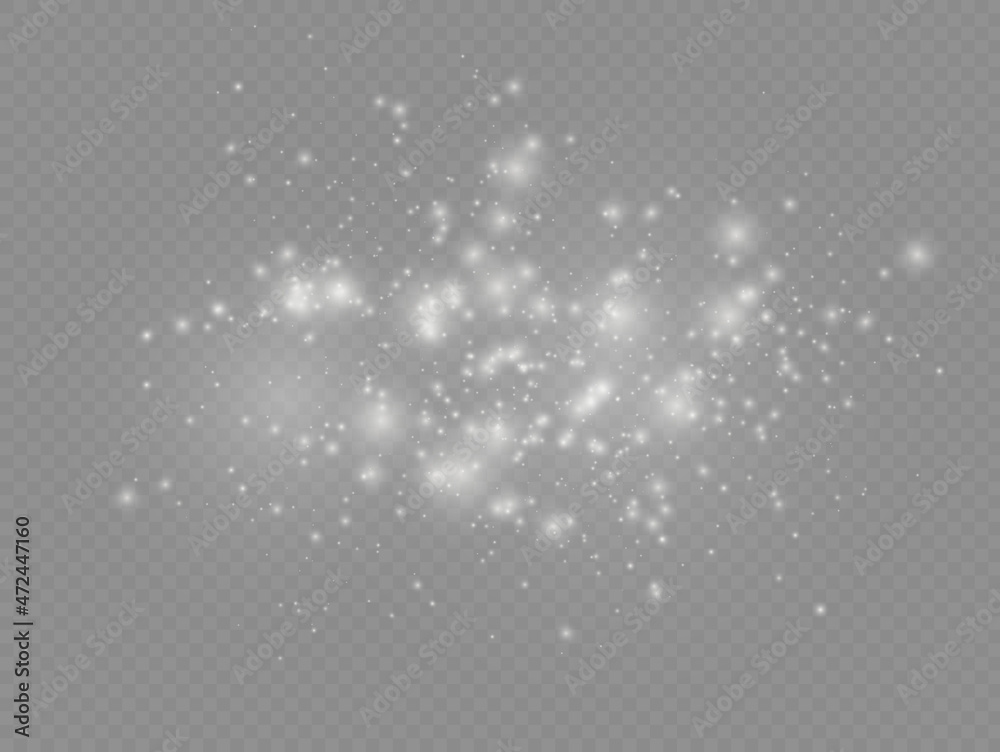 White dust sparks and star, light effect. White dust sparks and star, light effect.