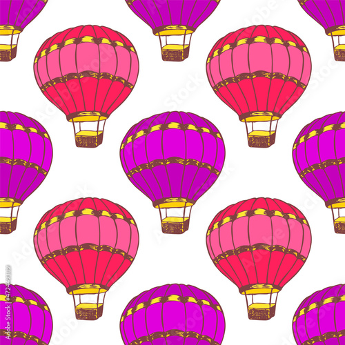 Cartoon hot air balloons  illustration vector seamless patter.