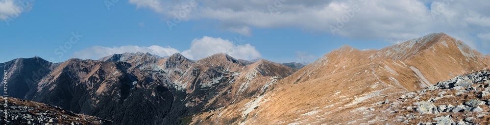 Panoramic view of the ridge of the Western Tatras in Slovakia