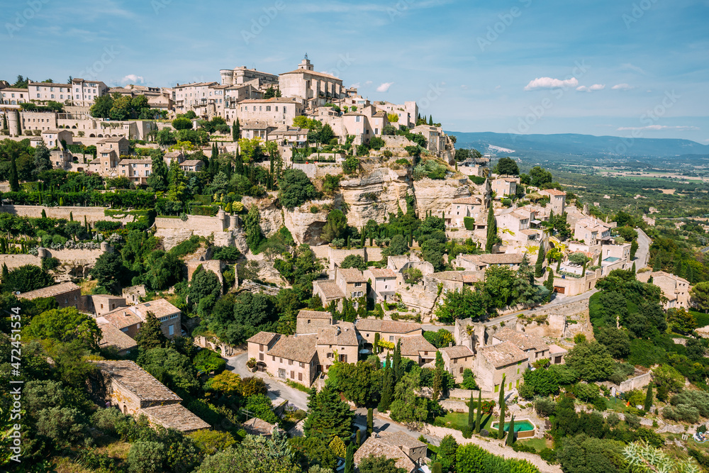 Ancient Picturesque Hill Top Village Of Gordes In Provence, France