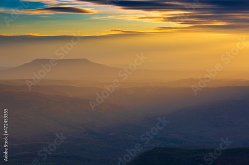 mountains and sky in the morning,Aerial view, landscape from the top of mountain