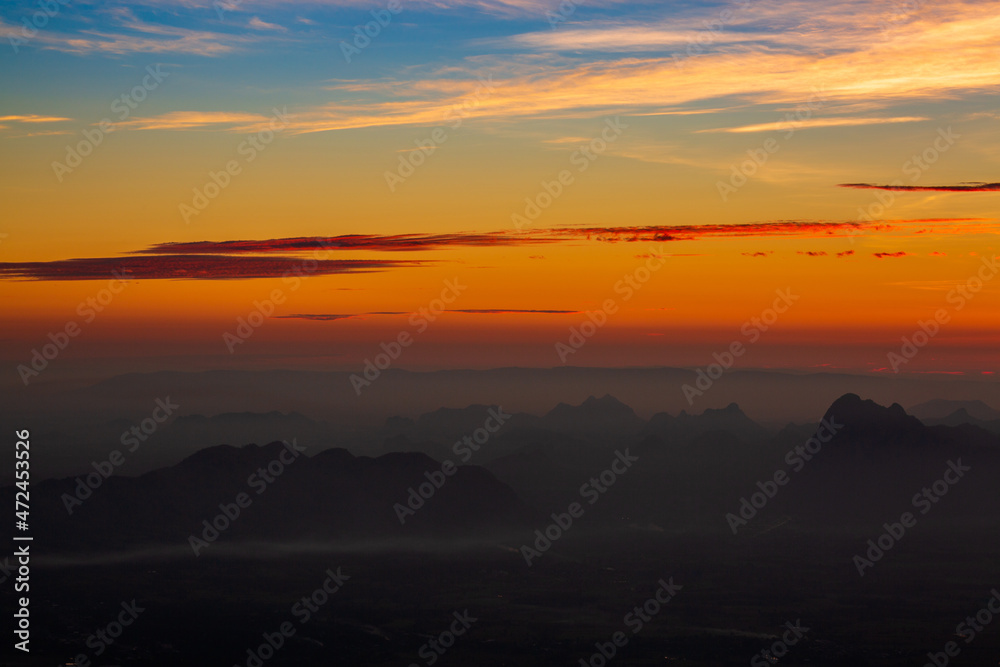 mountains and sky in the morning,Aerial view, landscape from the top of mountain mountains and sky in the morning,Aerial view, landscape from the top of mountain