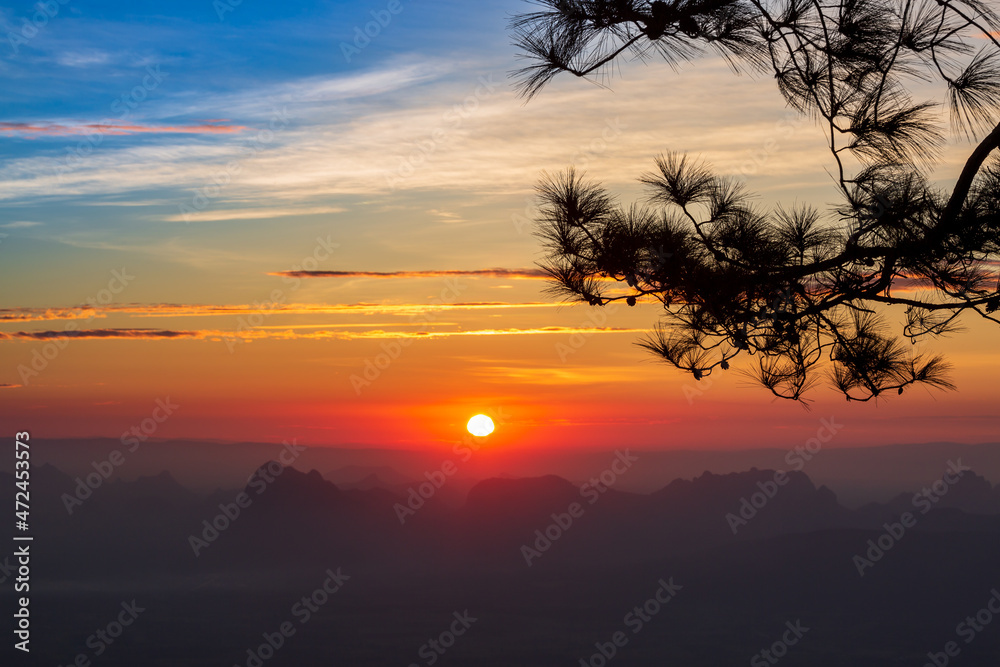 mountains and sky in the morning,Aerial view, landscape from the top of mountain