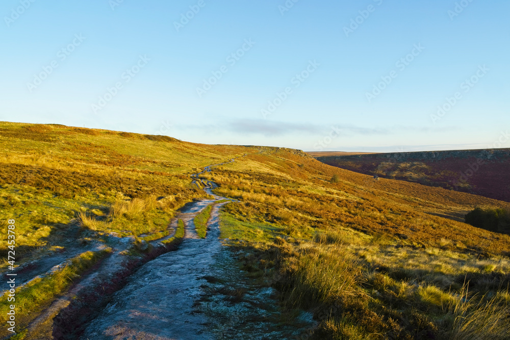 Bright, cold autumn morning in the Derbyshire Peak District.